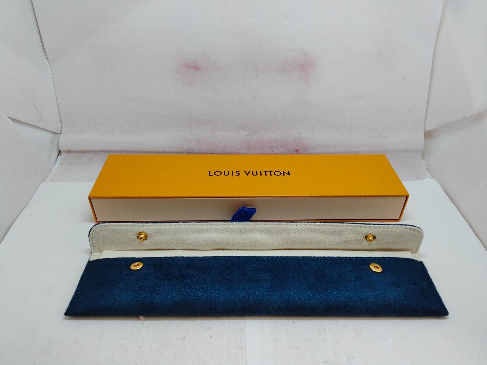 VINTAGE GENUINE LOUIS VUITTON Dark nay blue case orange VINTAGE GENUINE LOUIS VUITTON Dark nay blue case orange