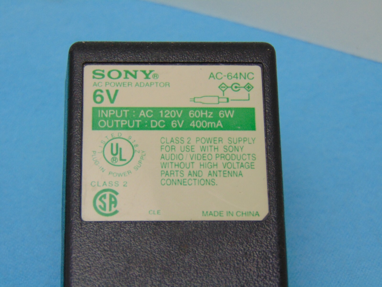 Sony AC Power Adaptor 6vdc 400mA AC-64NC