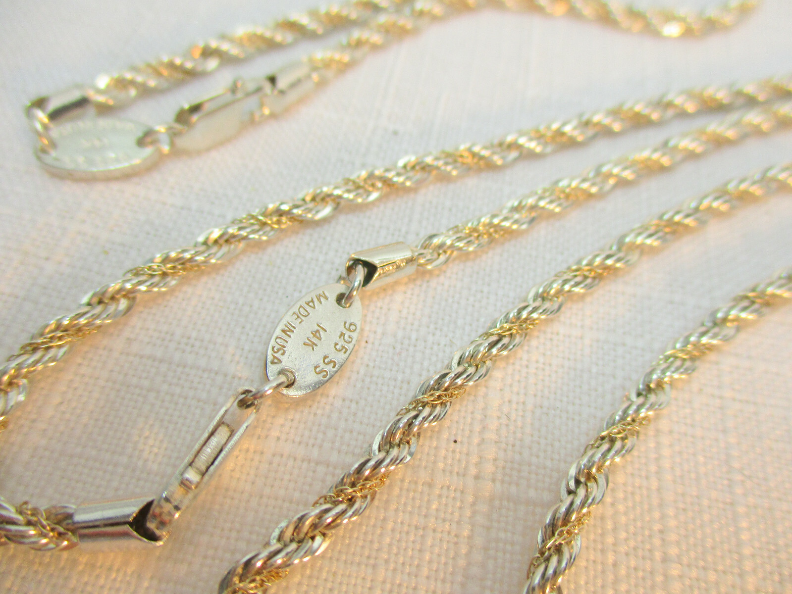 Pre-Owned 14K Gold & Sterling Silver Chain, Earrings, Bracelet by OR- 28.6 Grams