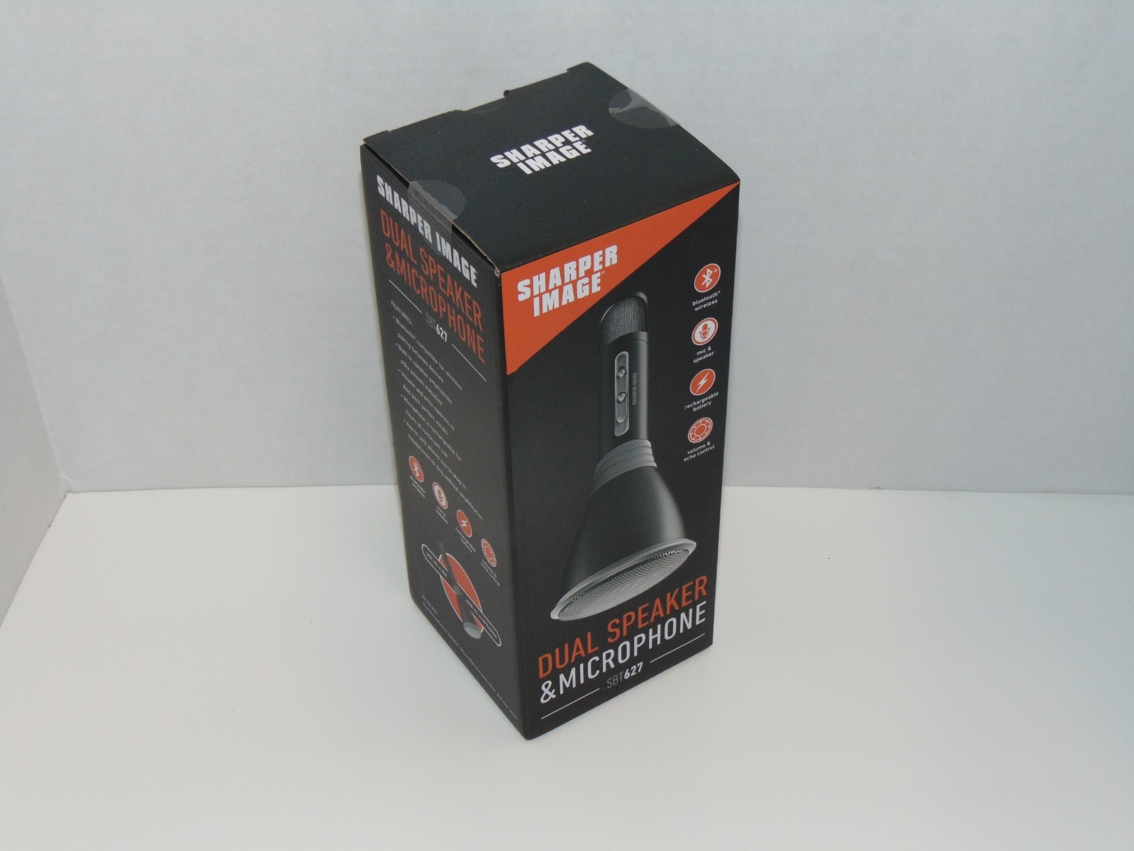 Sharper Image SBT627 Wireless Microphone Bluetooth Speaker Black Karaoke SEALED!