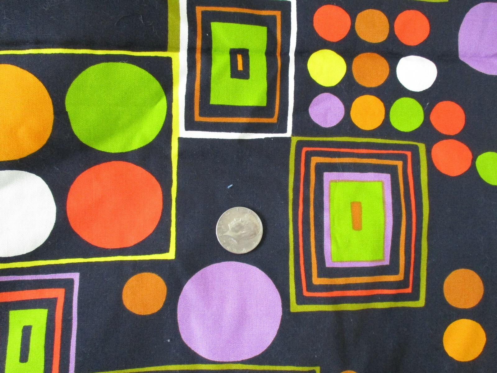 Vintage Geometric Dots Squares 60s Groovy Cotton or Blend Fabric 1y
