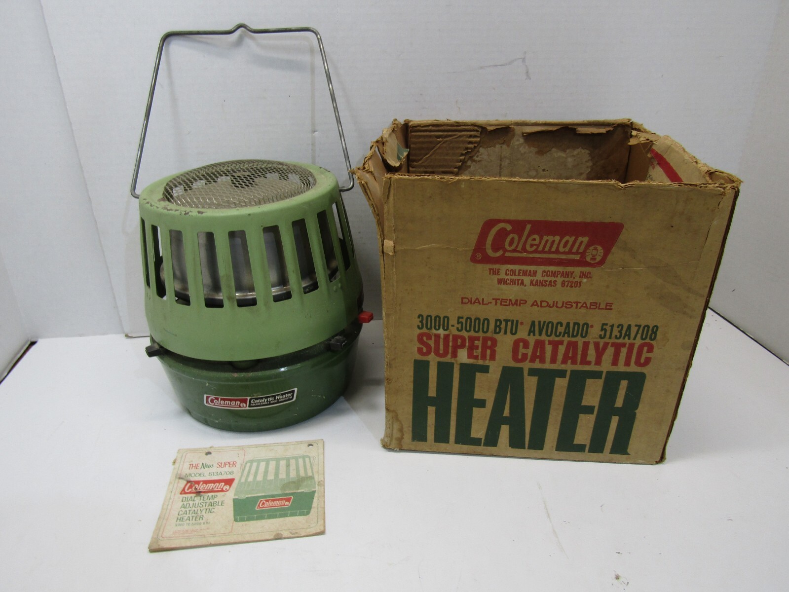 Vintage Coleman Catalytic Heater 513A708 DialTemp 30005000 BTU w/Boxの