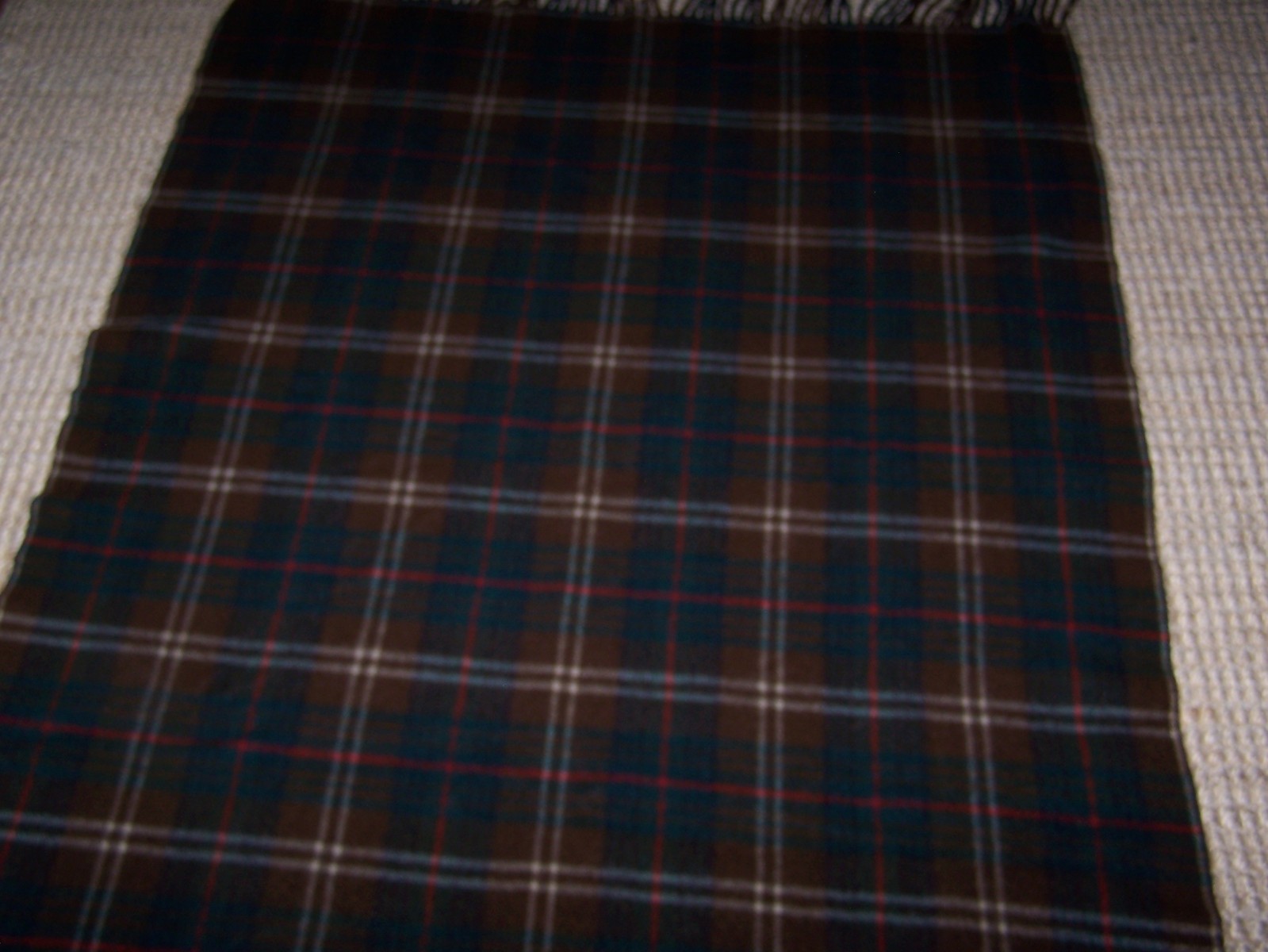 Vintage Pendleton USA 100% Virgin Wool Plaid Tartan Throw Blanket 46x62