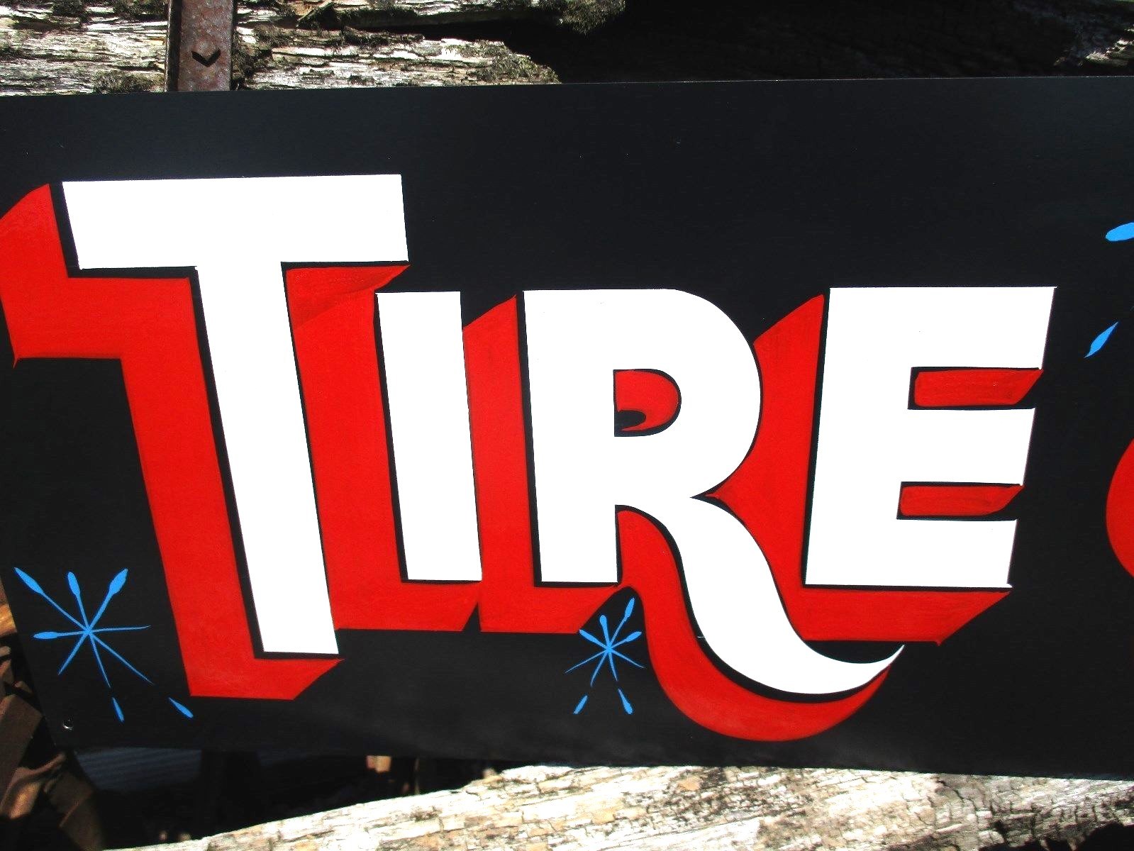 Vintage Tire  Shop Repair Sign Gas Oil Service Station Truck Car Not Porcelain