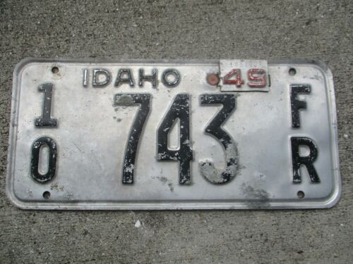 Idaho 1948 / 49 Farm  license plate  #   1/0    743