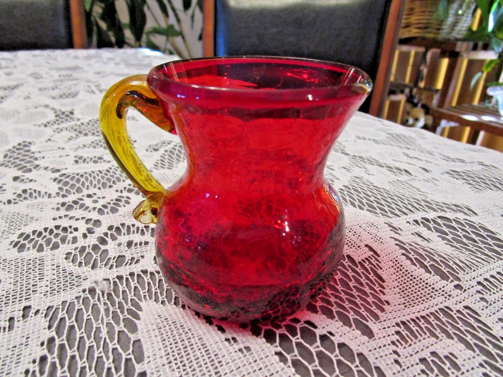 Crackle Glass Red w/Yellow Gold 3