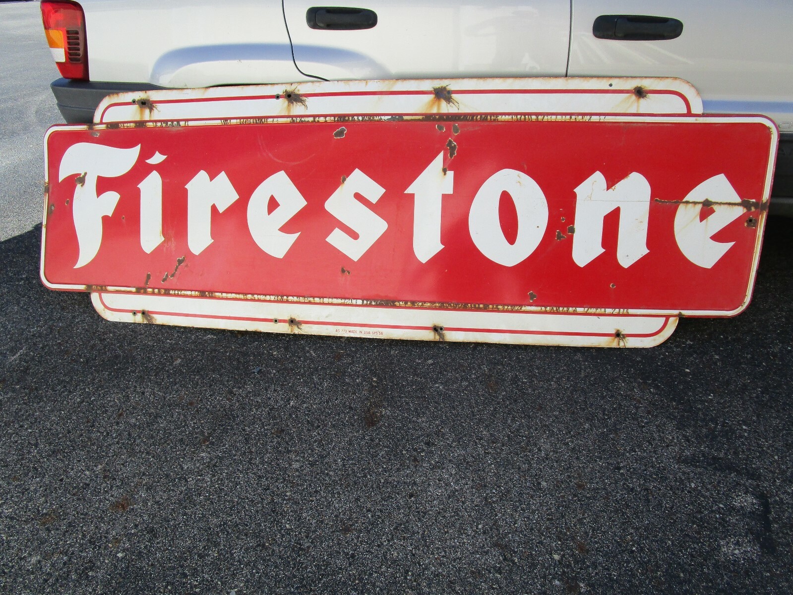 Vintage Firestone 1956 porcelain sign