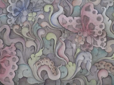 I GUSTI PUTU SANA PAINTING PENGOSEKAN BALI INDONESIAN FOLK ART ABSTRACT VINTAGE 