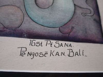 I GUSTI PUTU SANA PAINTING PENGOSEKAN BALI INDONESIAN FOLK ART ABSTRACT VINTAGE 