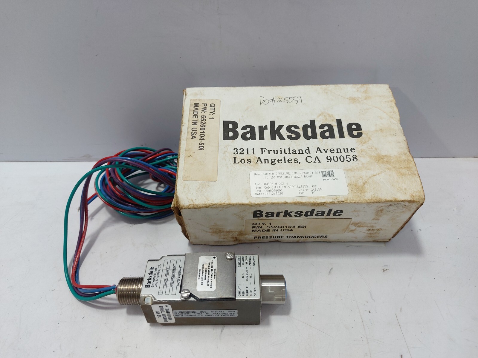 Barksdale 9681X-1CC-2-S0710 Explosion Proof Pressure Switch