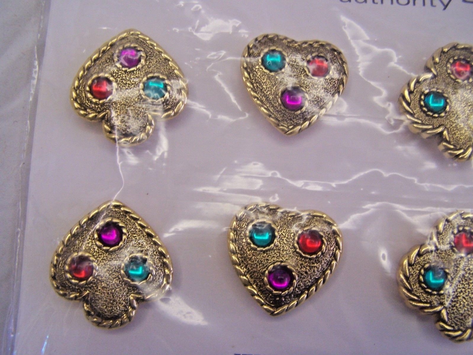 Vintage Diane Von Furstenberg 8 Jeweled Button Covers Heart Club Diamond Spade