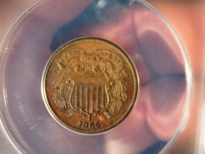 1864 2 CENT COIN ANACS AU 58+++ SUPER NICE COIN