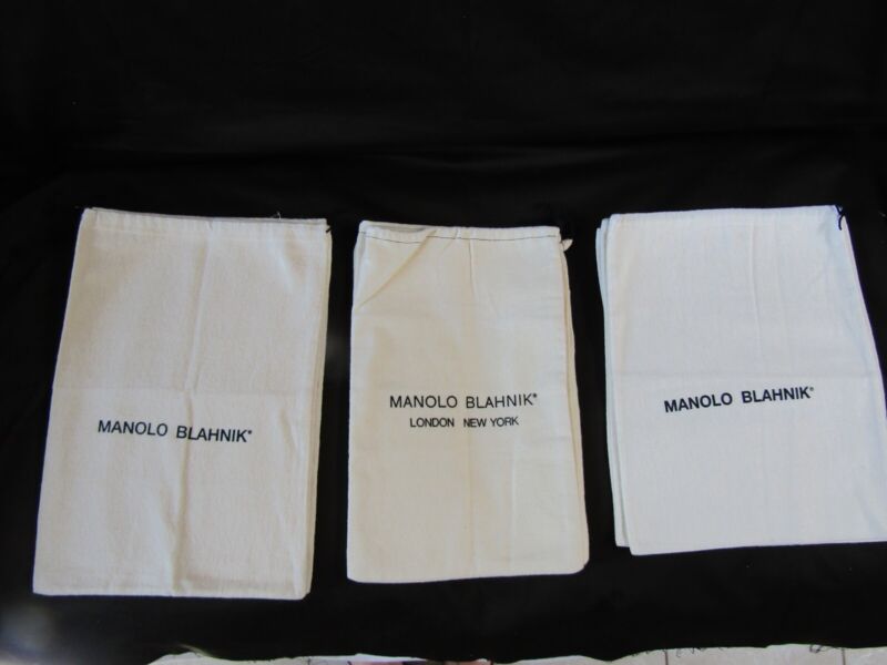 Lot of 9 Manolo Blahnik Flannel Dust Bags Ivory