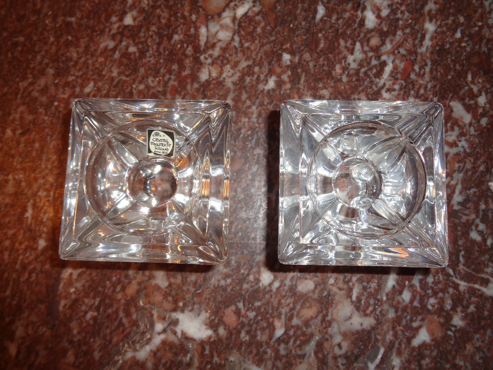 Elegant Vintage Crystal MAASTRICHT HOLLAND Candle Holders ~  Made in Holland NIB
