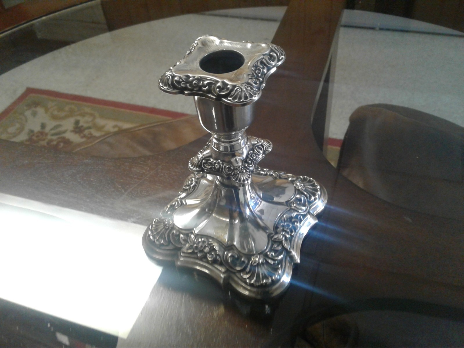 Vintage Poole Silver Co Old English Silver Plate Candle Holder 5015