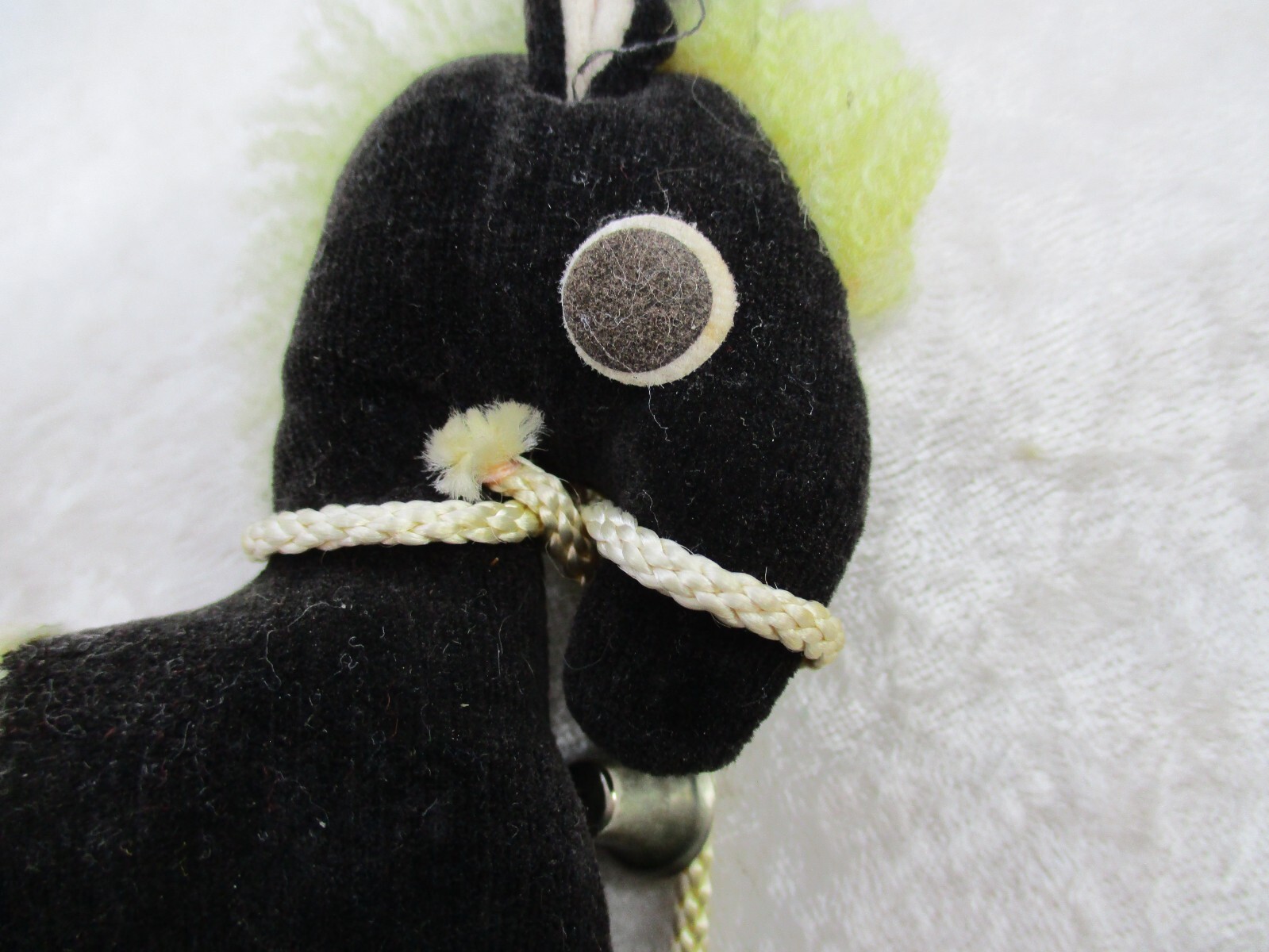 Vintage Small Black Velvet Japan Plush Horse/Donkey Music Box-Needs Repair