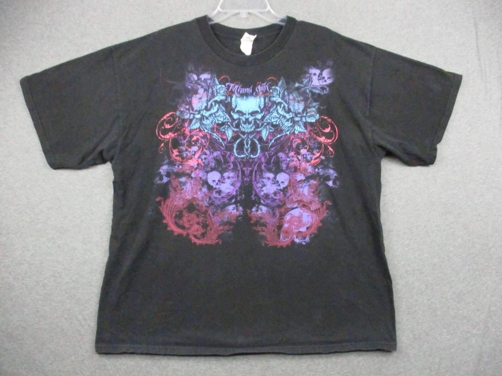Vintage Miami Ink Shirt XXL Black Skull Y2K Tattoo Grunge