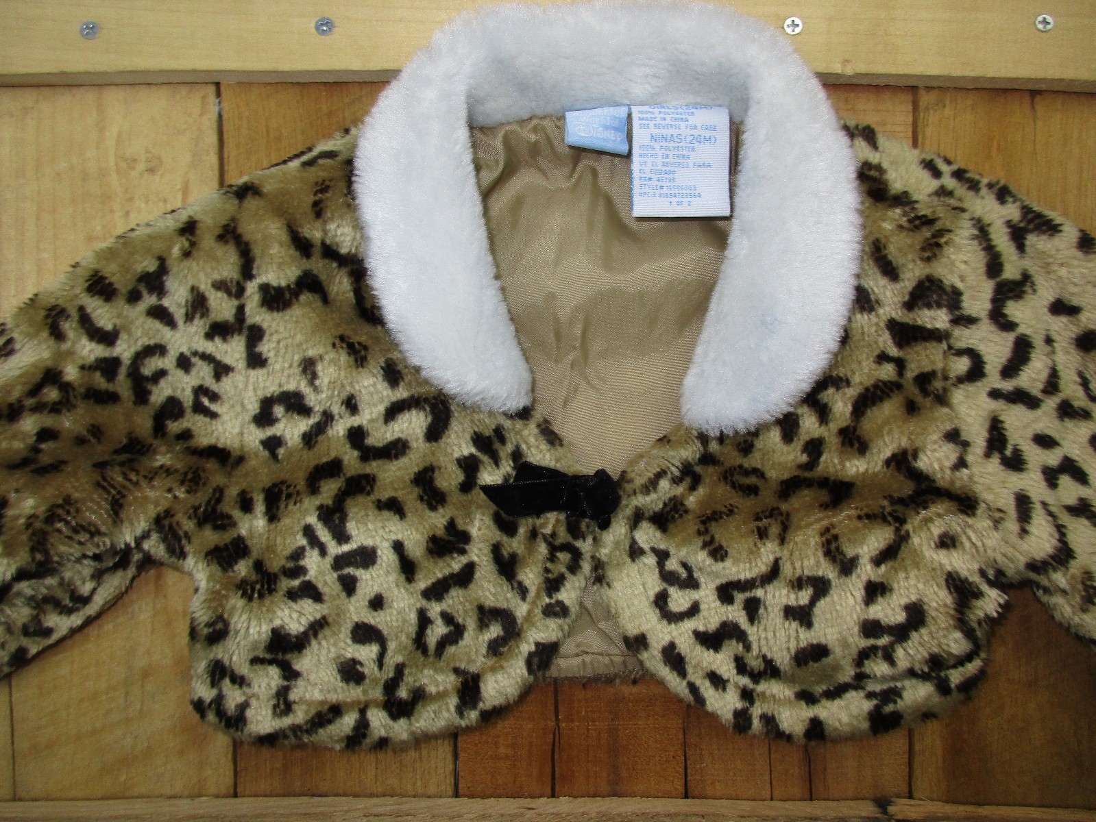 Disney Girls size 24 Months Cheetah Animal Print Faux Fur Coat BH104