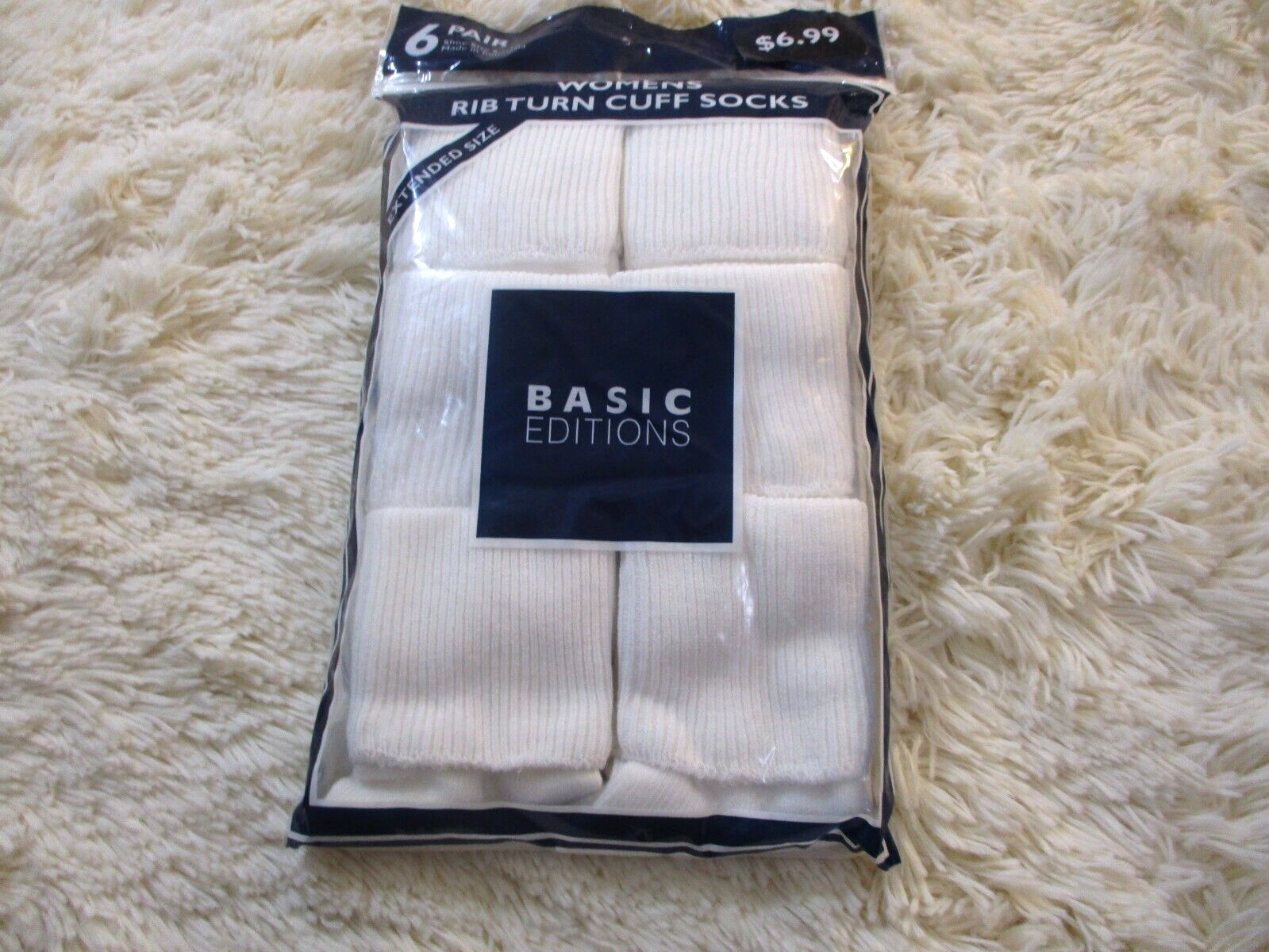 6.5-12 Extended White Cotton 6 Pair