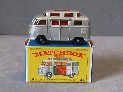 Vintage Matchbox Lesney No 34 Volkswagen Camper in Original Box. MIB