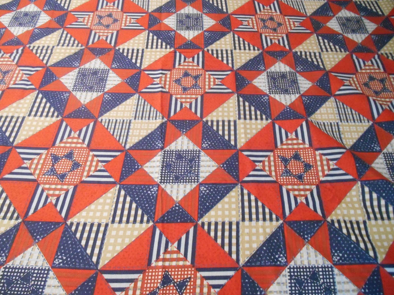 American folk art fabric red white blue ex. over 5 yards 42