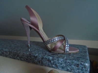 NEW PAUL ANDREW EASTSIDE ROSE SATIN EMBELLISHED HEEL SANDALS, SIZE 6, M IN ITALY