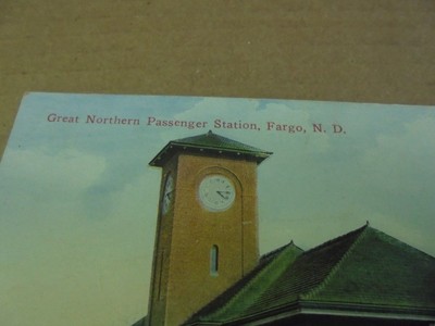 Lithograph Postcard Great Northern Passenger Station, Fargo, N. D. North Dakota