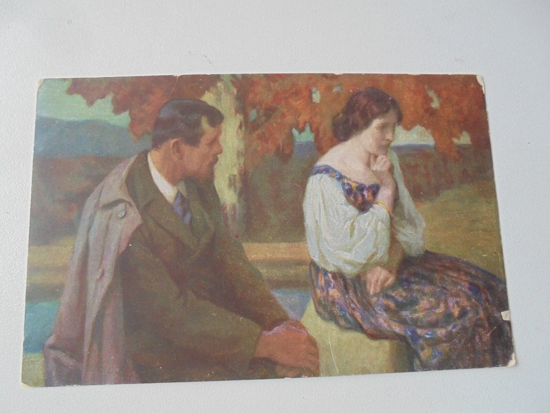 KÃ¼Nstler Ak Schicksalsfrage  - Liebespaar,Teich,BÃ¤Ume Nicht Gel.