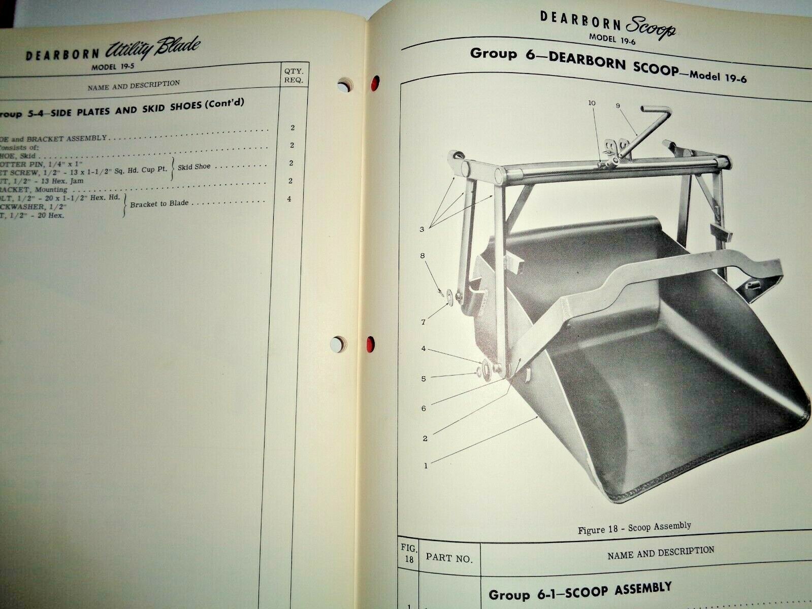 *Ford Dearborn Dozer Snow Plow Scoop Blade Master Parts Catalog Book Original!