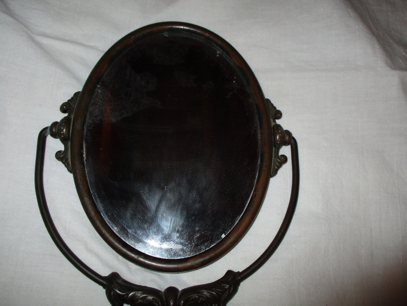 Vintage Art Nouveau Bronze Metal  Tilt Vanity Figural Mirror
