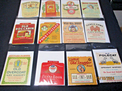 Vintage Lot of 12 Whiskey Alcohol Beverage Labels