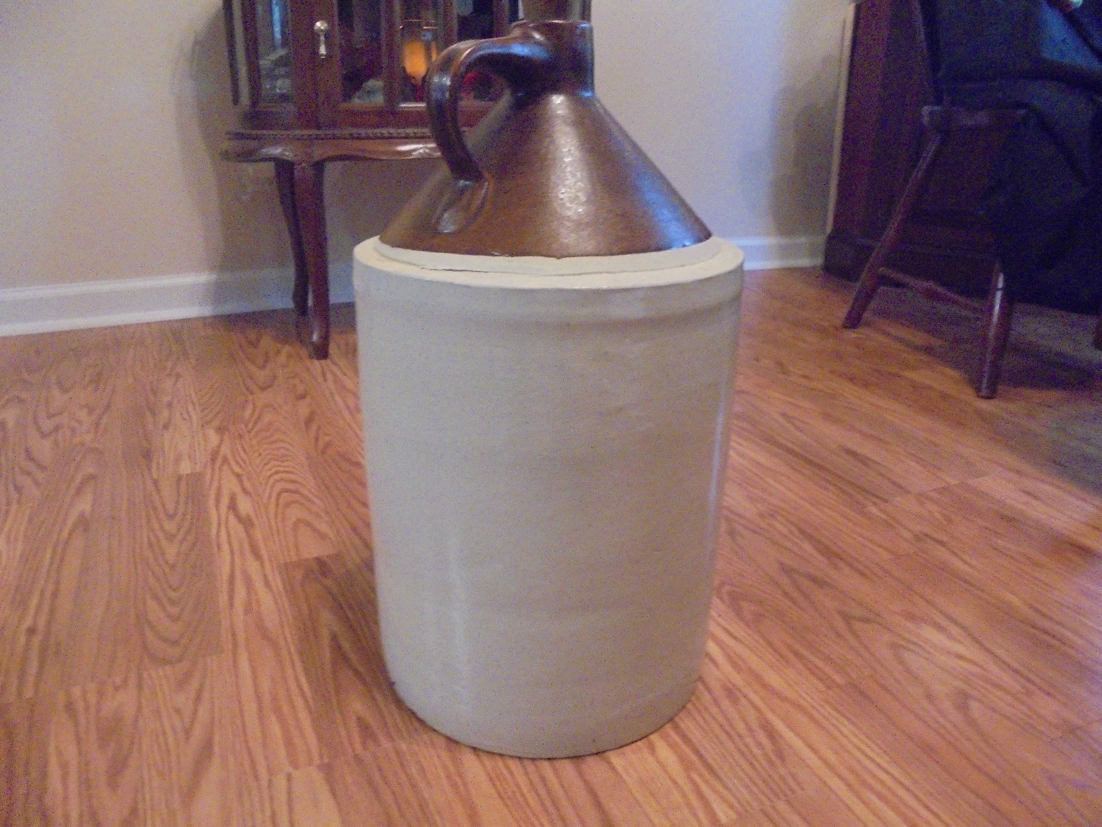 Antique 5 Gallon Stoneware Jug Original Carved Stopper
