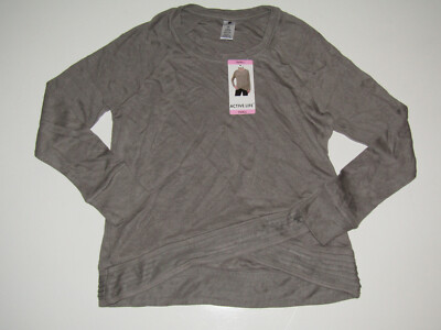 NWT Womens ACTIVE LIFE Silver Gray Active Sweater Shirt M Medium