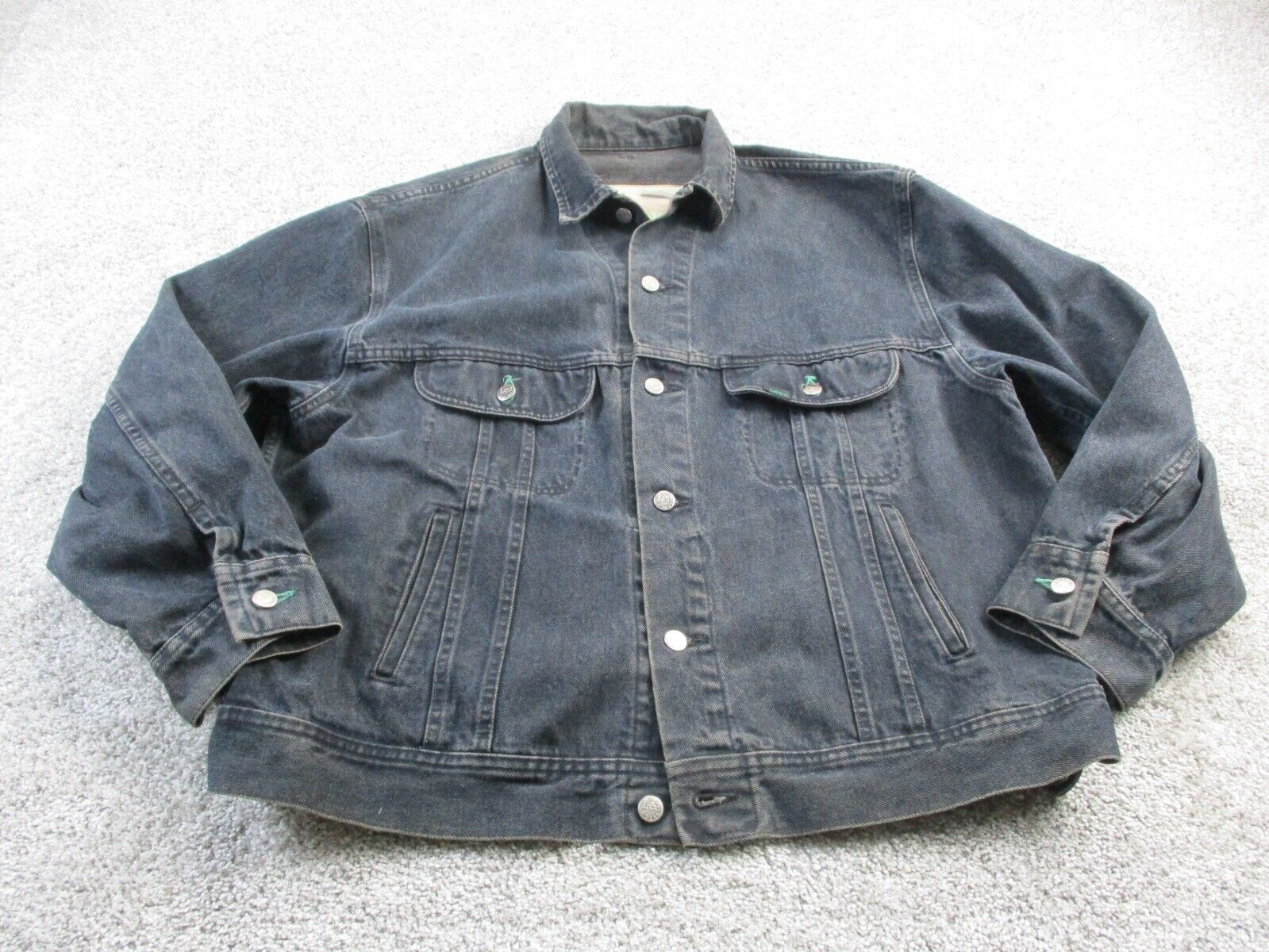 Vintage Lee Easy Rider Black Denim Jacket Mens Distress Green Stitch XL USA EUC | eBay Vintage Lee Easy Rider Black Denim Jacket Mens Distress Green Stitch XL USA EUC | eBay