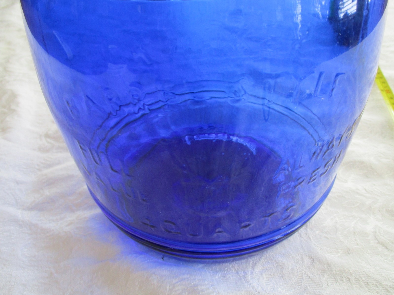 Vintage Cracker Barrel Style 4 Quarts Cobalt Blue Glass Cookie Jar Wire Bail