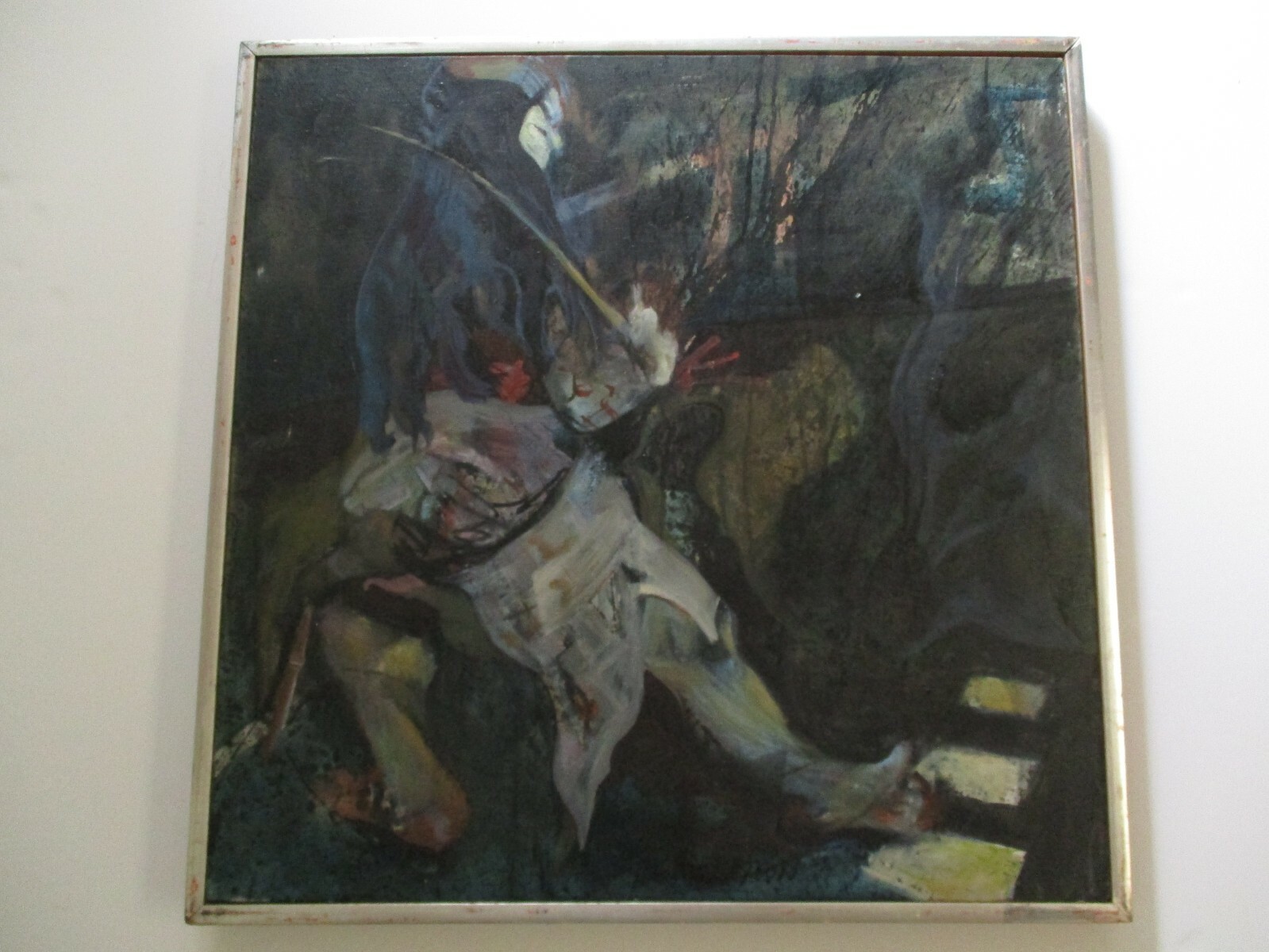 MYSTERY PAINTING ABSTRACT MODERNIST SIGNED  SAMURAI  EXPRESSIONISM EXPRESSIONIST