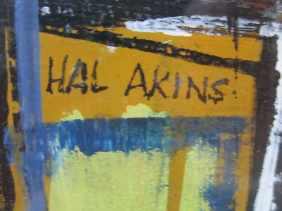  HAL AKINS AMERICAN  PAINTING EXPRESSIONISM CITY URBAN  VINTAGE STREETS ABSTRACT