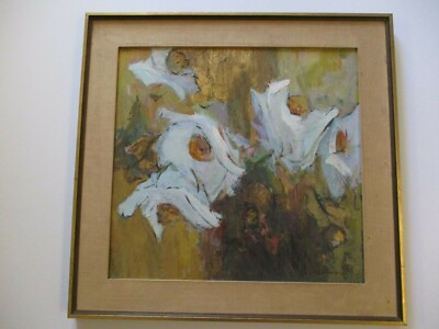 ROSE BAUMRUKER OIL PAINTING ABSTRACT EXPRESSIONISM FLORAL MODERNISM MID CENTURY