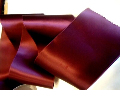 4''  WIDE SWISS DOUBLE FACE SATIN RIBBON- DARK RUBY RED  - BY THE YARD