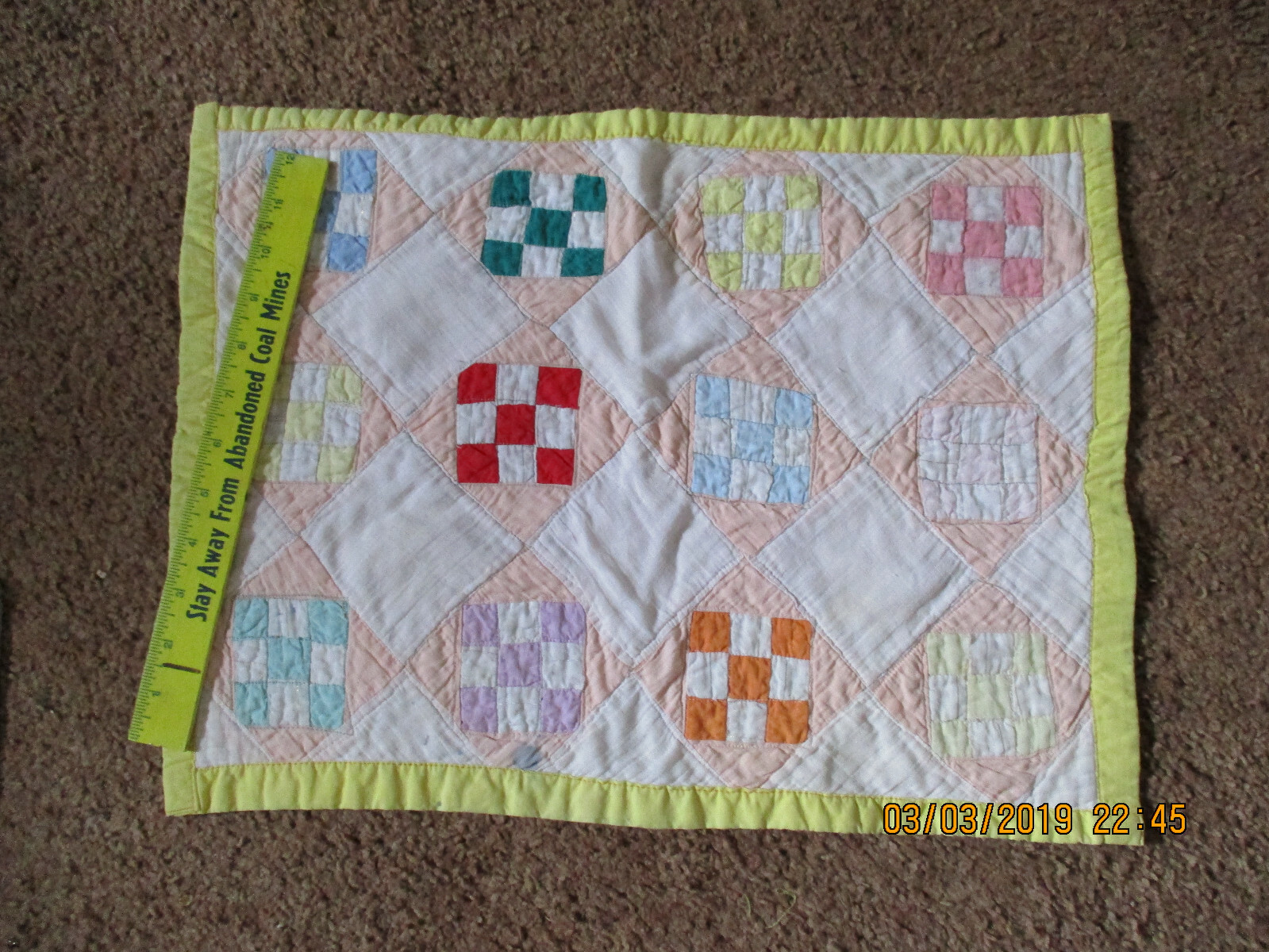 Minitature 4 Patch Quilt  14 inches by 18 inches
