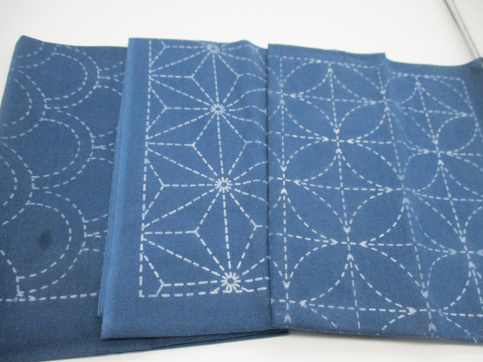STARTER SET Naska SASHIKO Kit cut cloth Navy 3pcs with Needle Thread thimble
