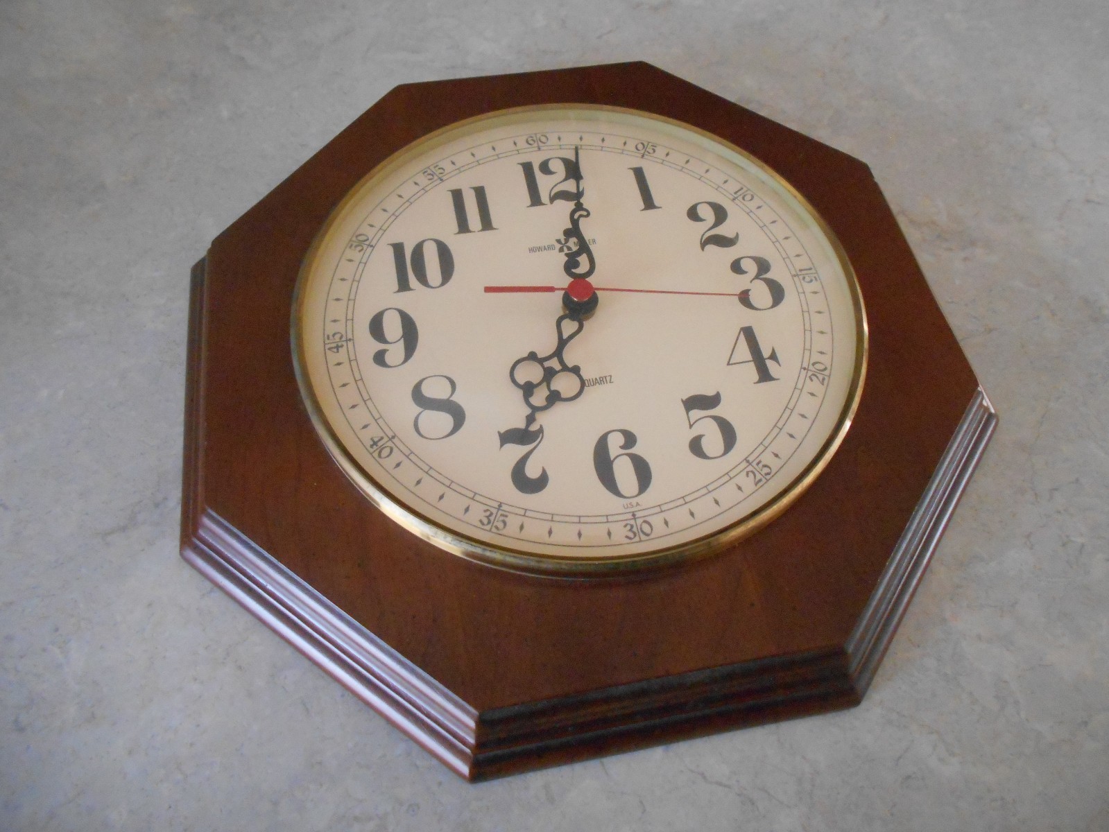 Vtg Howard Miller Octagon Wood Wall Clock Quartz 11.5