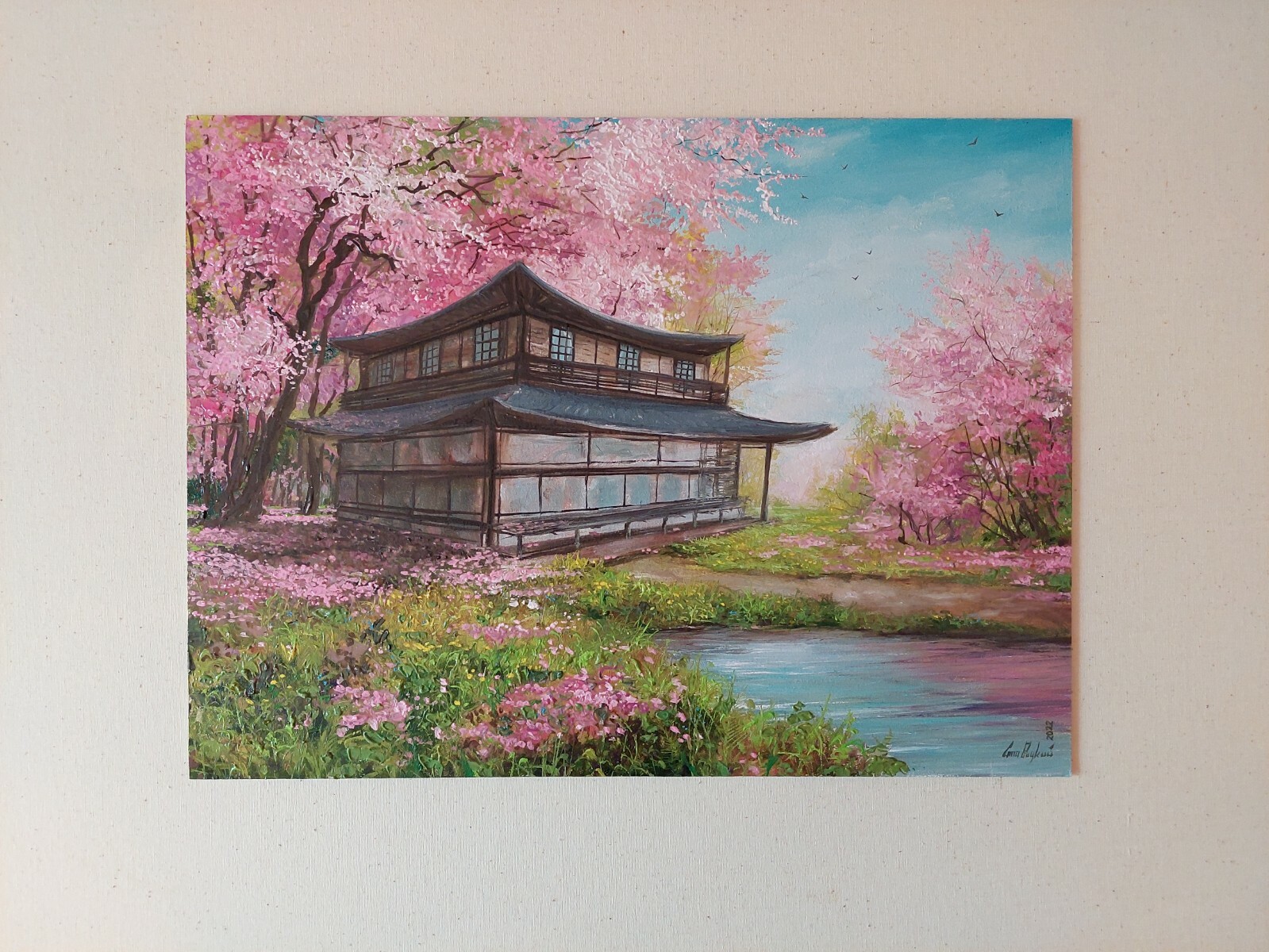 油絵 油彩  絵 絵画【Çherry blossom road】 油絵 油彩 絵 絵画【Çherry blossom road】 油絵 油彩 絵 絵画
