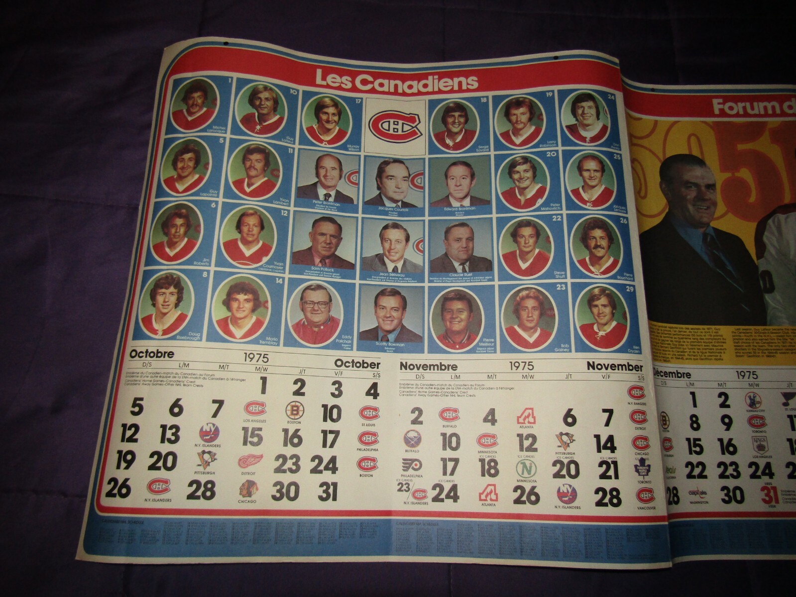 Montreal Canadiens FANCLUB Hockey Calendar  1975-76  ***RARE*** EXCELLENT  MINT