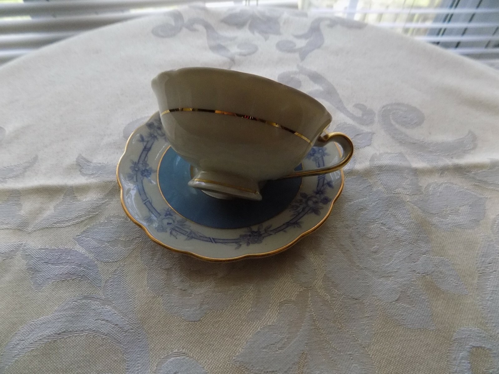 Vintage demitasse Royal Bayreuth Germany blue teacup and saucer