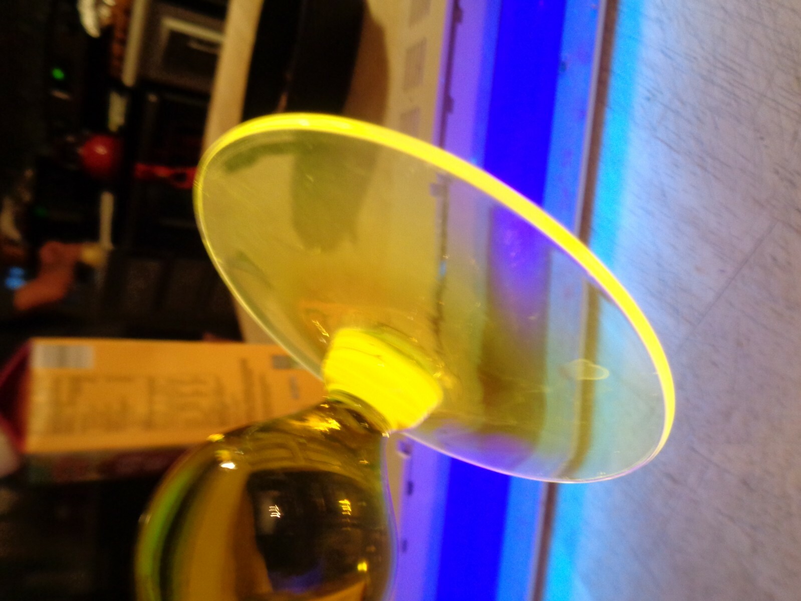 LOVELY HAND MADE YELLOW VASELINE GLASS DEEP COMPOTE