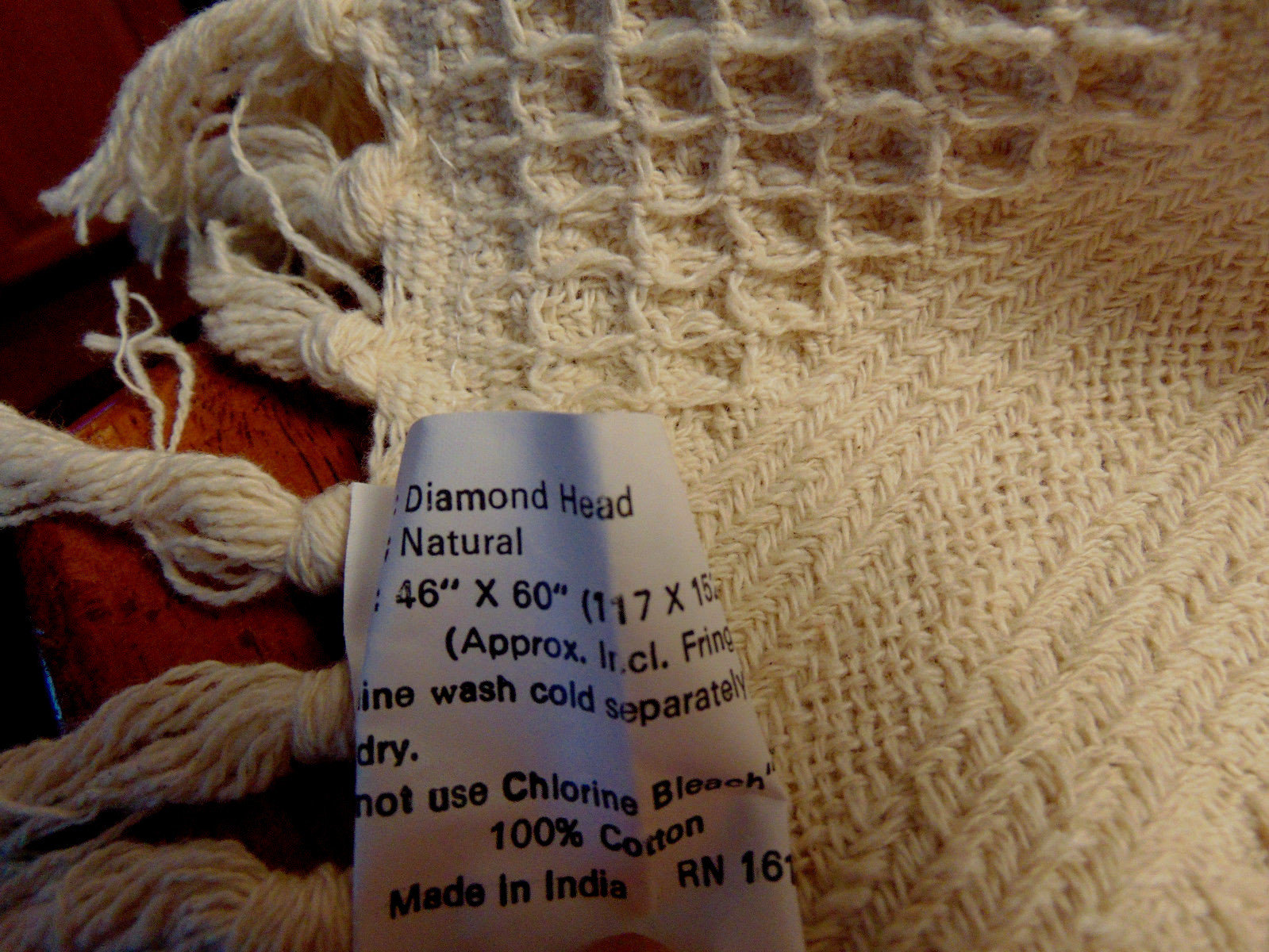 ~COTTON THROW BLANKET 100% NATURAL COTTON BLANKET DIAMOND PATTERN AFGHAN TASSELS