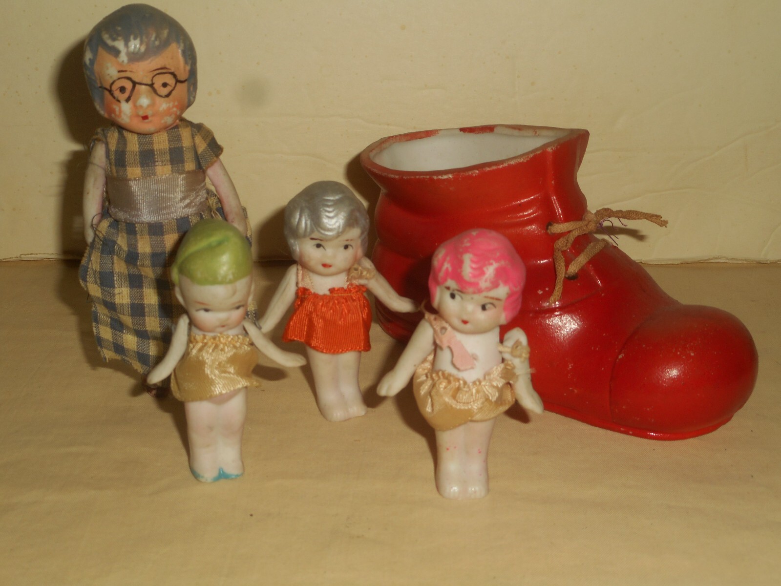 Vintage Old Woman Who Lived in a SHOE Bisque Porcelain Doll