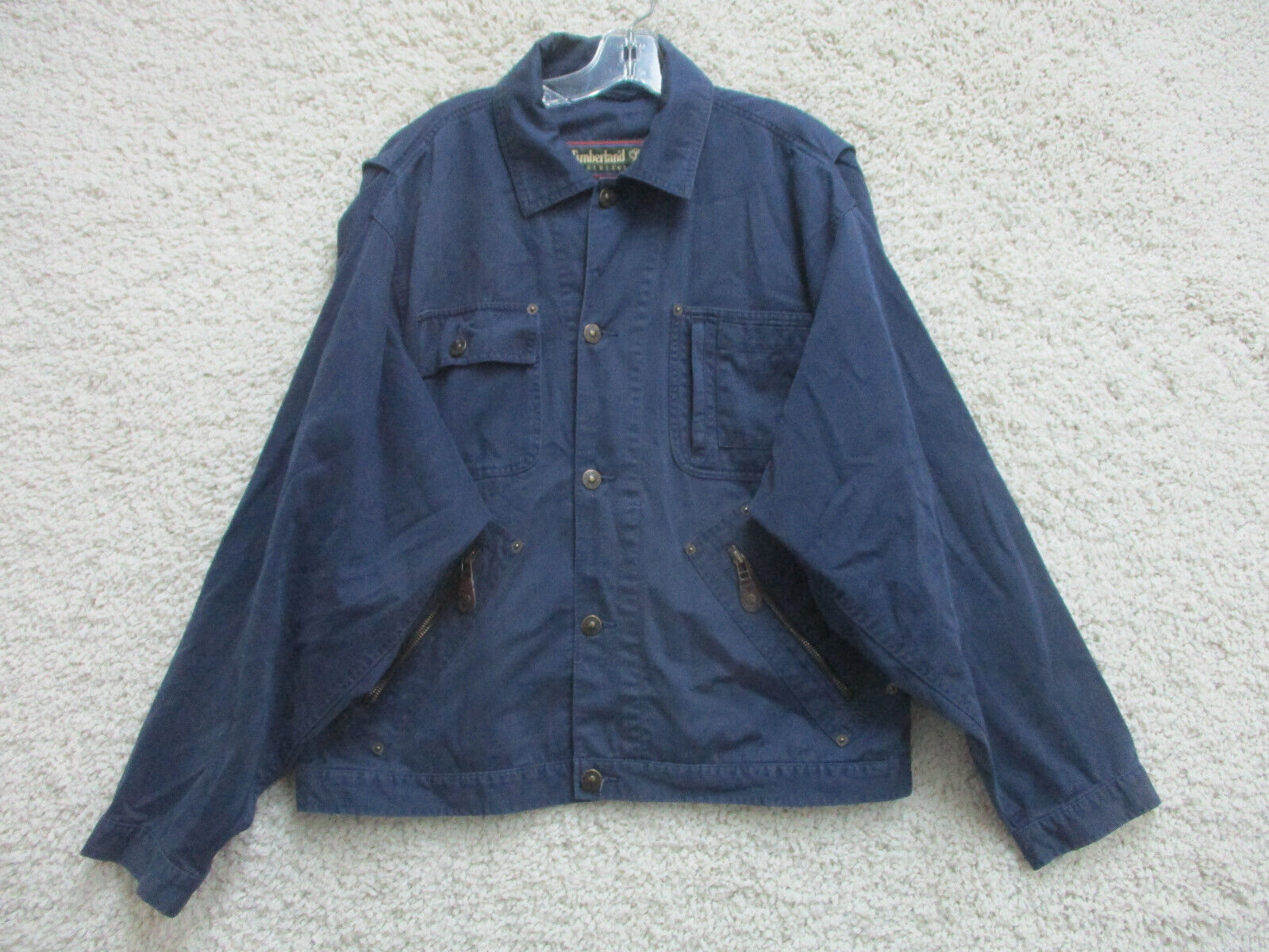 VINTAGE Timberland Jacket Medium Adult Blue Snaps Zip VINTAGE Timberland Jacket Medium Adult Blue Snaps Zip
