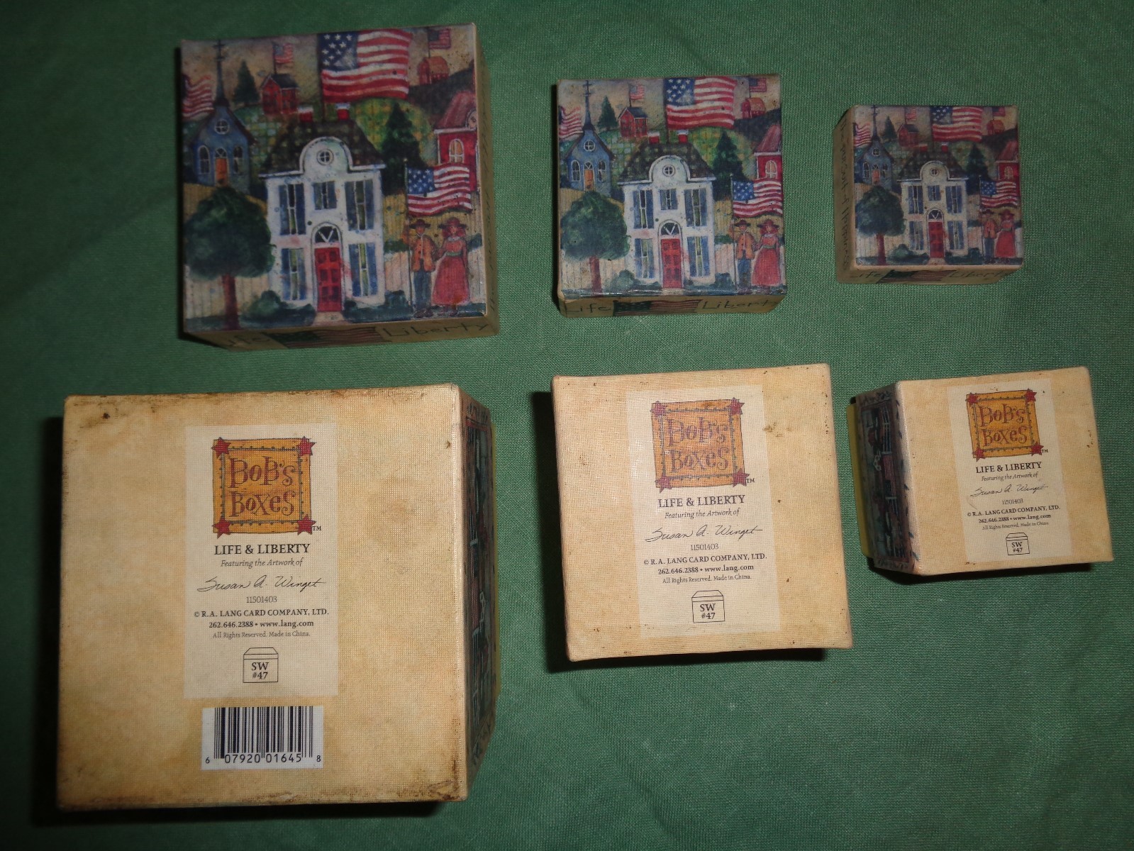 (3147) BOB'S BOXES SET OF 3 NESTING BOXES Life & Liberty Susan A Winget